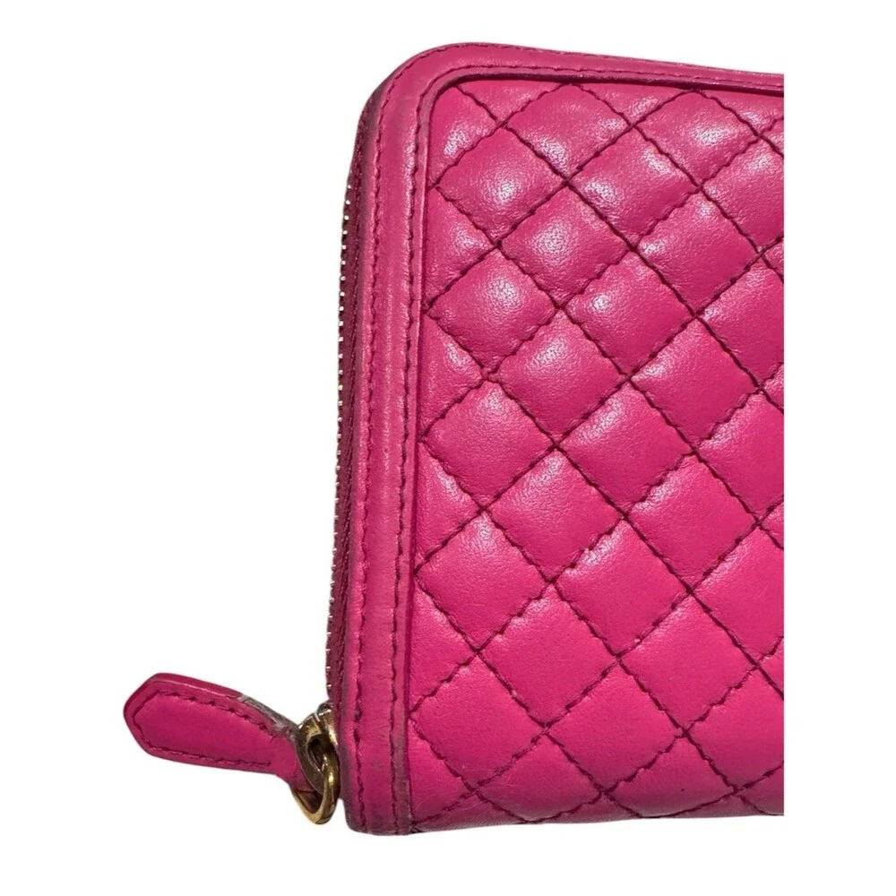 Prada 1M0506 Fuchsia Pink Quilted Nappa Leather Zip Around Continental Wallet